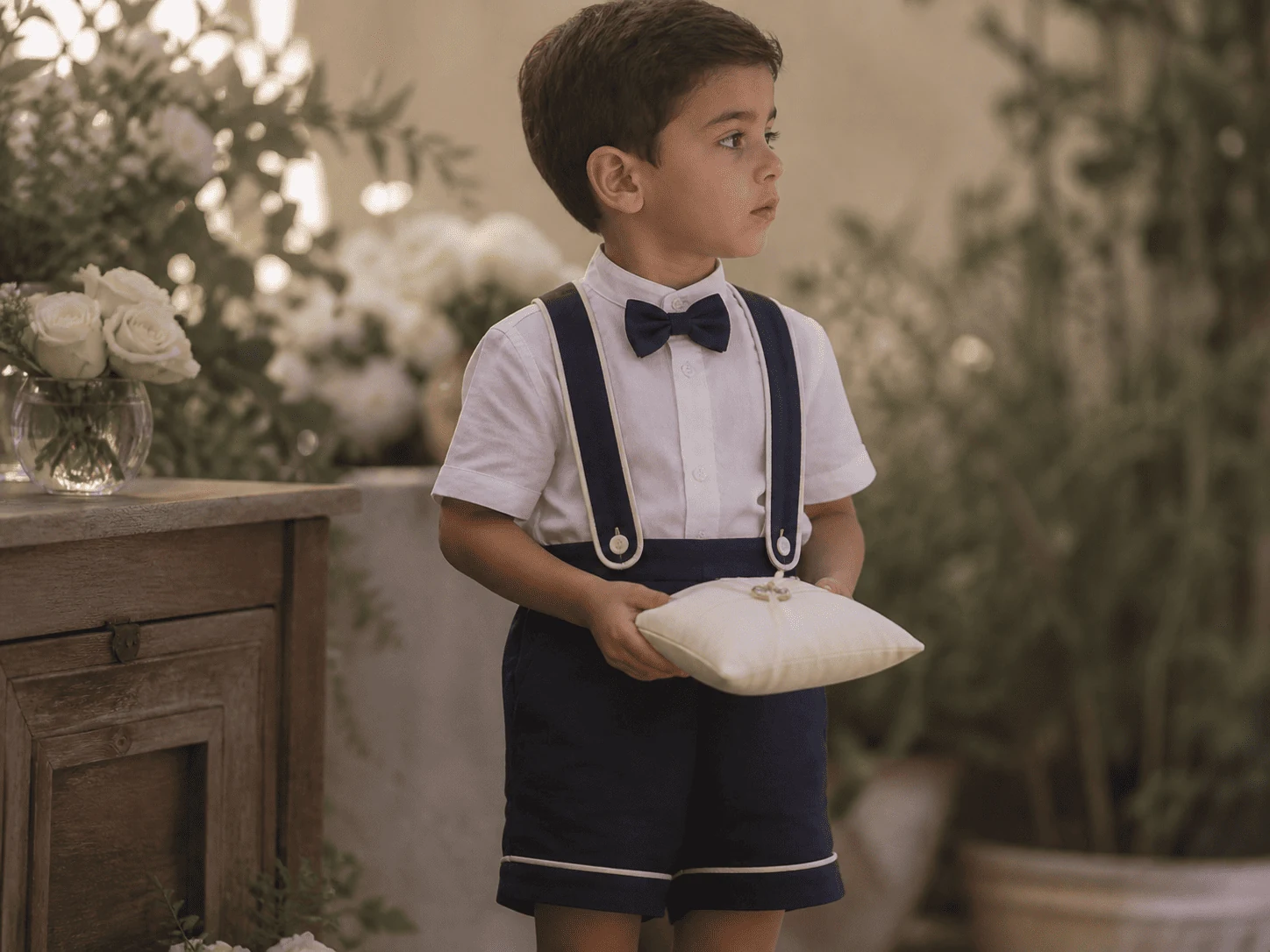 Pajem em casamento · paleta navy marfim editorial