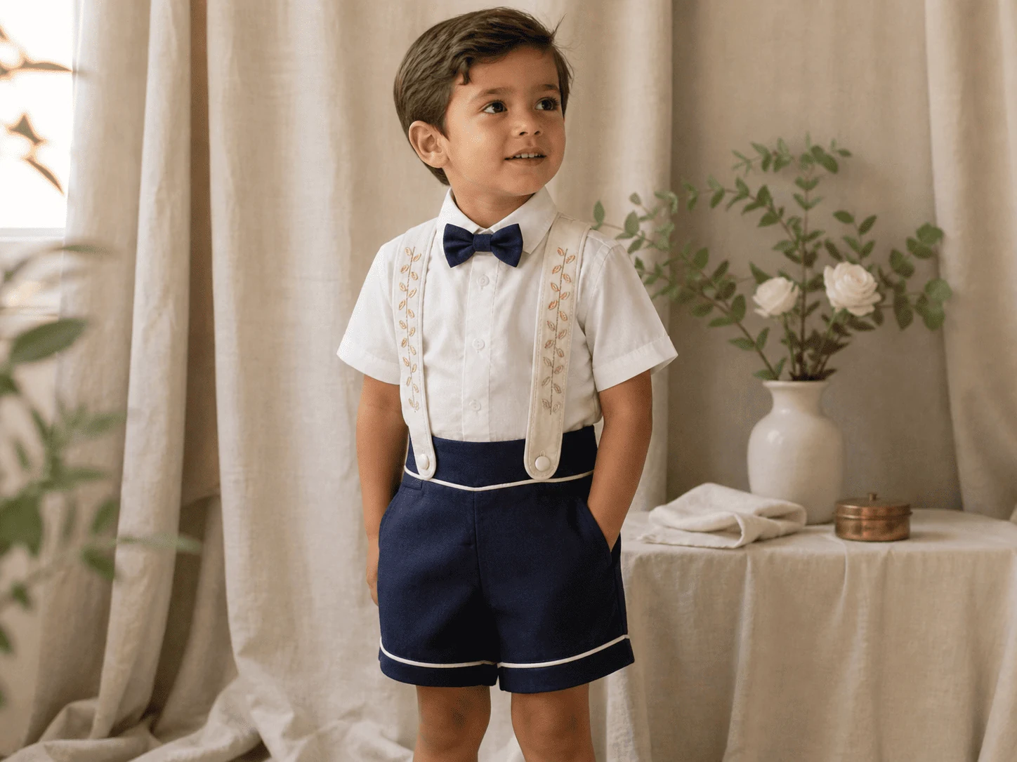 Conjunto Versátil paleta Casamento pajem · navy + marfim · cena cerimonial wedding · ensaio editorial elegante