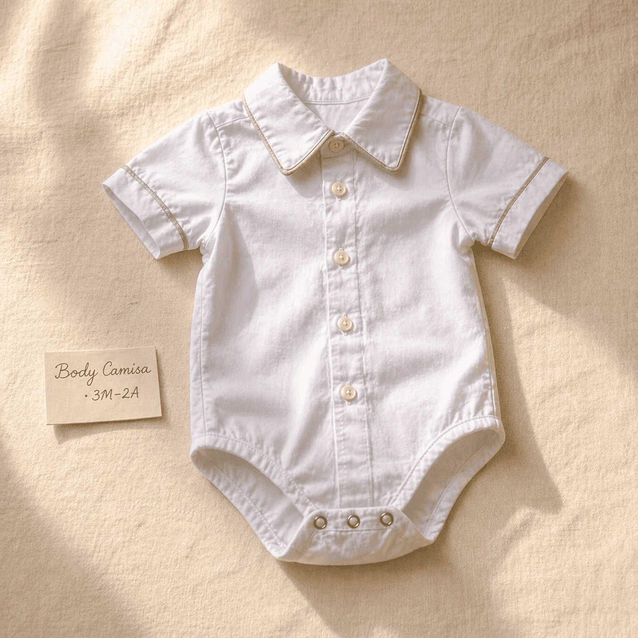 Camisa Body do Conjunto Versátil · peça-âncora pra bebê · 3 aulas dedicadas · gola entretelada · botões de pressão entre as pernas · grade 1 mês a 2 anos